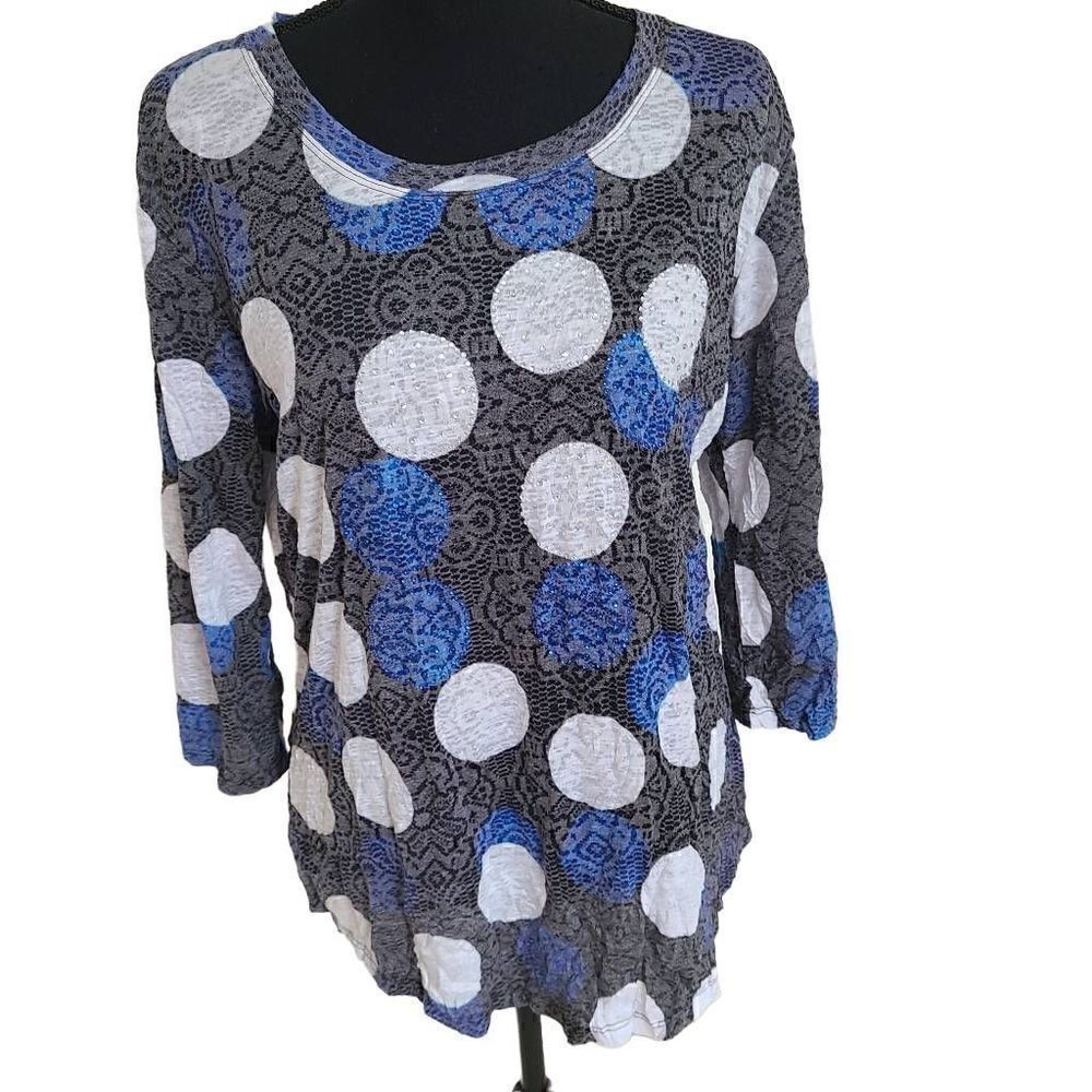 Multiples Womens Polka Dot Sequin Tunic Top Size Small
